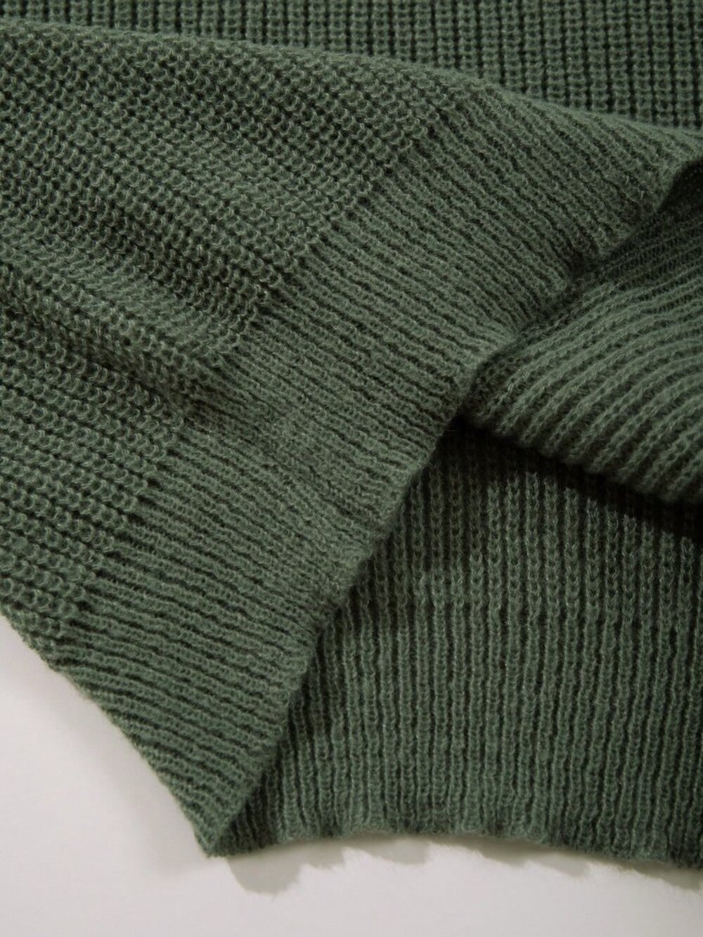 Olive Green Casual Men's Loose Fit Round Neck Long Sleeve Pullover Sweater - Picture 8 of 11